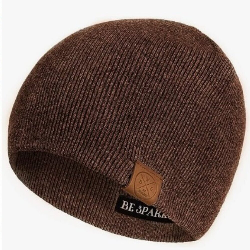 BE SPARKLE Brown Unisex Cotton Winter Skull Cap Warm Stretch Soft Beanie Hat OS